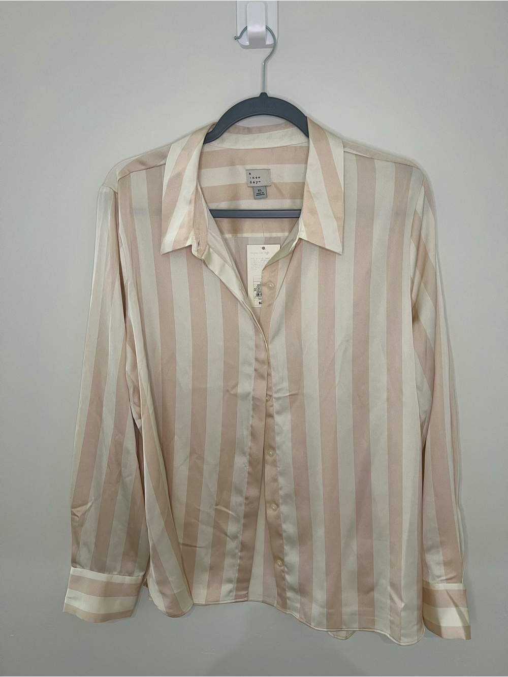 a new day Striped Button-Up Shirt - Cream & Tan